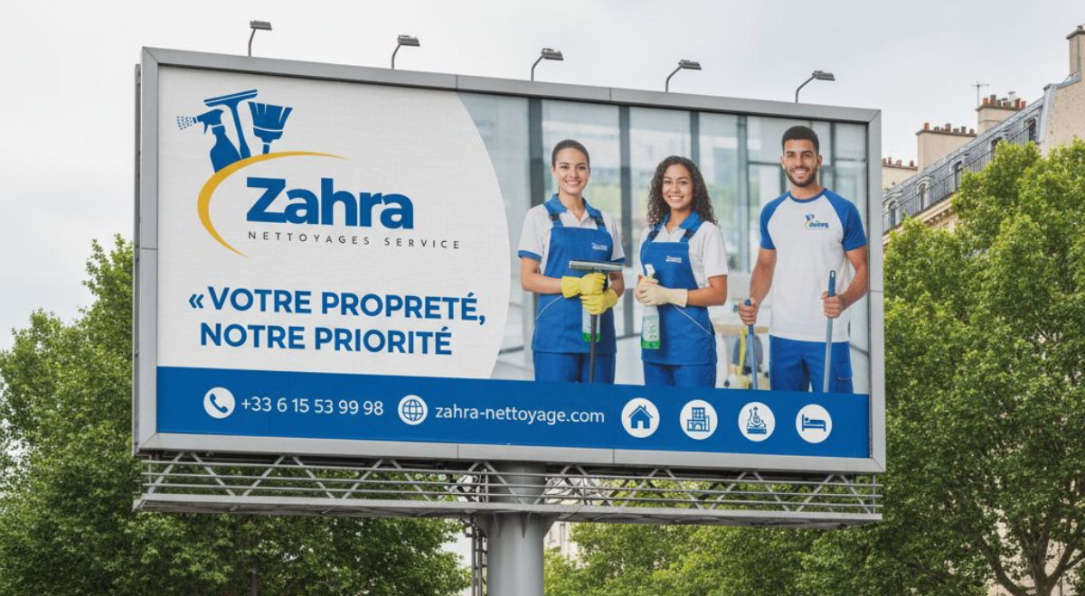 Zahra Nettoyage Services – campagne billboard